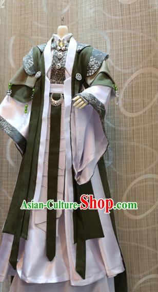 BJD Doll Chivalrous Man Costumes Custom China Ancient Cosplay Swordsman Green Clothing