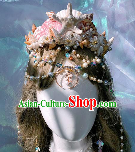 Handmade Starfish Hair Accessories Headwear Halloween Cosplay Mermaid Princess Deluxe Royal Crown