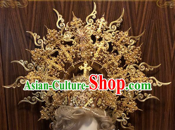 Handmade Goddess Hair Accessories Baroque Headwear Halloween Cosplay Medusa Deluxe Golden Royal Crown