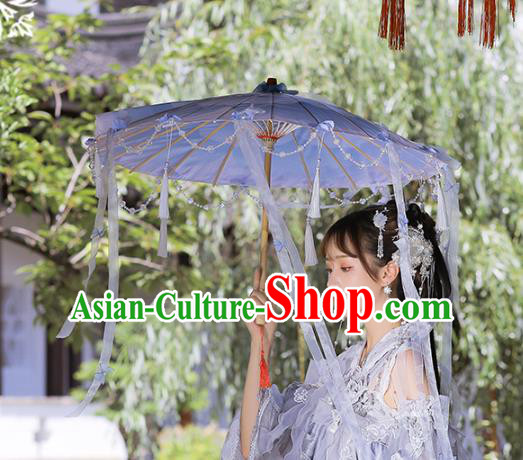 Chinese Hanfu Umbrella Oil Paper Umbrella Stage Performance Ribbons Umbrella