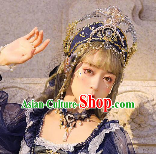 Handmade Victorian Era Queen Hair Accessories Headwear Halloween Cosplay European Court Deluxe Royal Crown