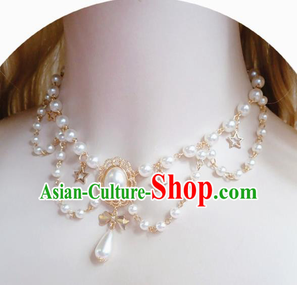 Europe Court Pearls Necklace Baroque Bride Necklet Halloween Cosplay Princess Accessories