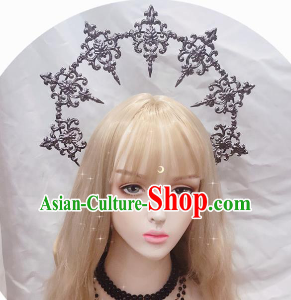 Handmade Halloween Stage Show Headwear Cosplay Gothic Hair Accessories Goddess Aureole Royal Crown