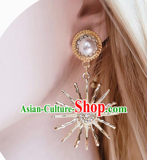 Handmade Golden Sun Earrings Retro Accessories Europe Cosplay Eardrop