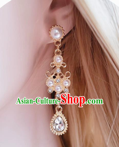 Handmade Pearls Earrings Baroque Retro Accessories Europe Court Crystal Eardrop