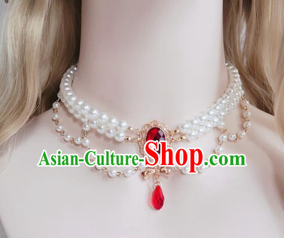 Top Europe Court Pearls Necklet Halloween Cosplay Stage Show Accessories Princess Necklace