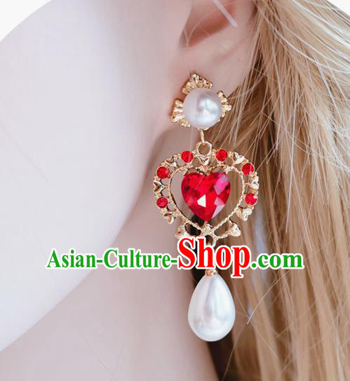 Handmade Bride Earrings Baroque Retro Accessories Europe Court Heart Shape Eardrop