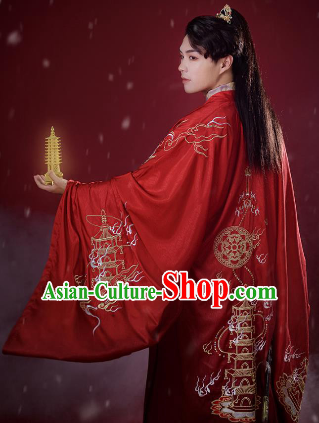 China Ancient Swordsman Costumes Traditional Tang Dynasty Taoist Hanfu Apparels Embroidered Outfits for adults