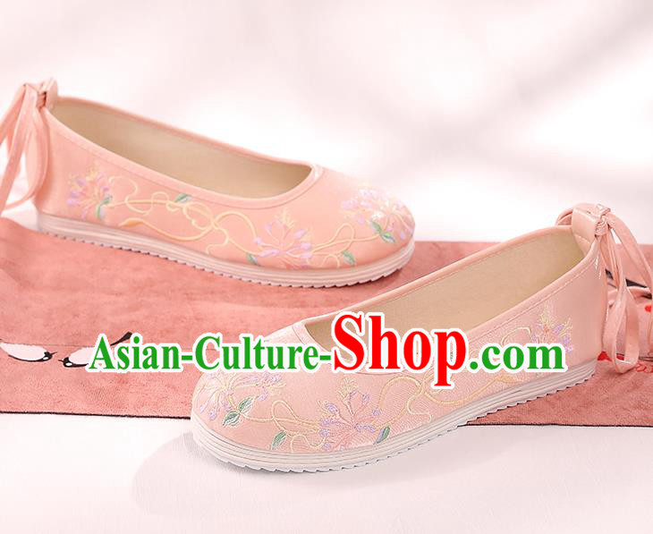 China Women Shoes Traditional Cloth Shoes Hanfu Shoes Handmade Shoes Embroidered Pink Shoes