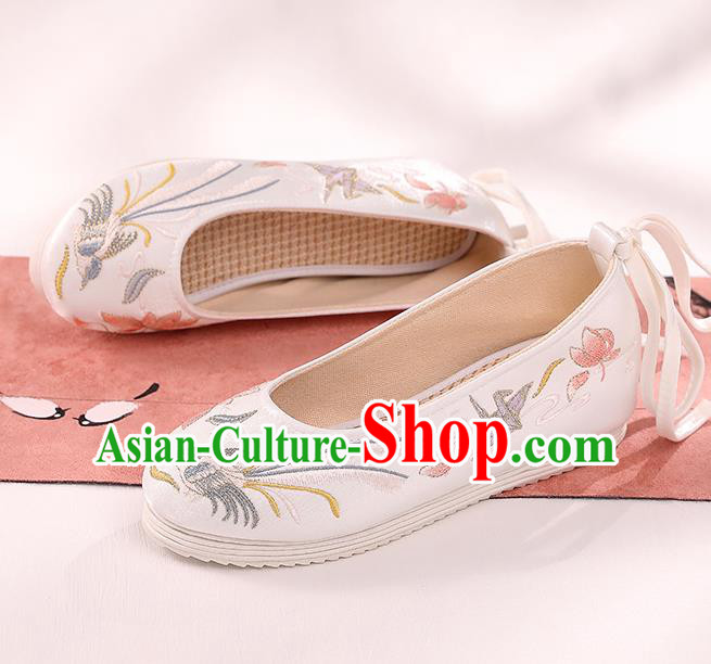 Handmade China Hanfu Shoes Traditional Cloth Shoes Women Shoes Embroidered Paper Crane Shoes