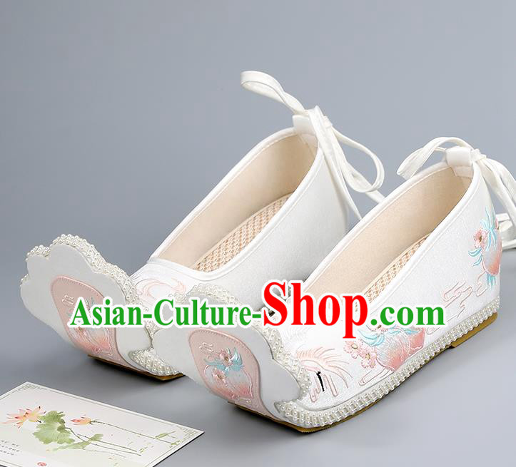 China Ming Dynasty Women Shoes Embroidered Shoes Traditional Hanfu Shoes Princess Shoes