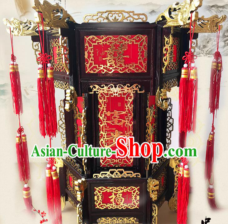 China Dragon Heads Wood Lantern Handmade Imitation Sheepskin Lanterns Palace Lantern Wedding Lamp