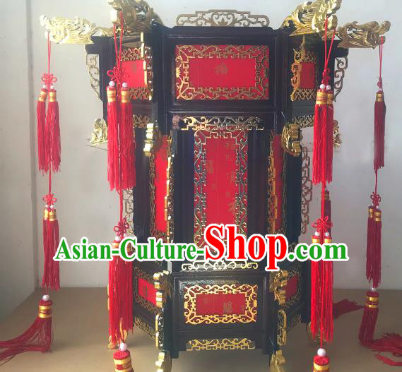 China Wedding Lamp Handmade Imitation Sheepskin Lanterns Palace Lantern Dragon Heads Tassel Wood Lantern