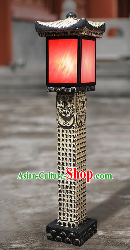 China Limestone Floor Lamp Traditional Courtyard Decorations Handmade Outdoor Lantern