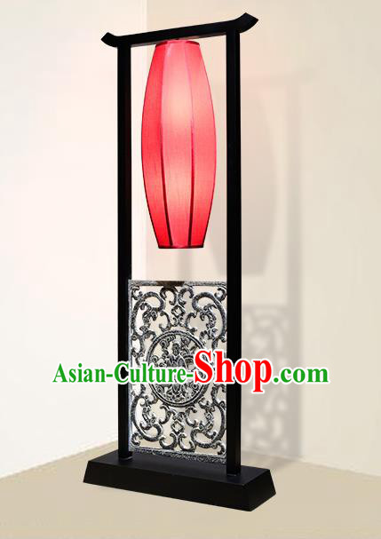 China Handmade Red Cloth Lampshade Floor Lamp Palace Lantern Traditional Home Decorations Standard Lamp