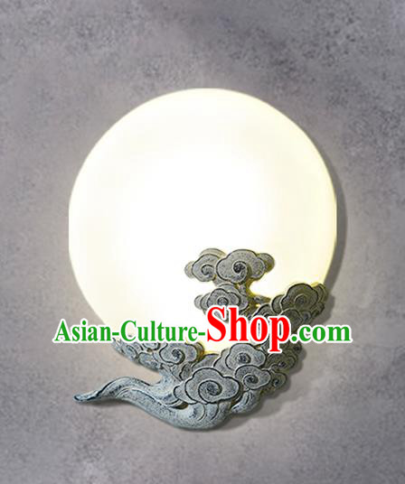 China Handmade Traditional Home Decoration Light Moon Corridor Lamp Carving Stone Cloud Wall Lantern