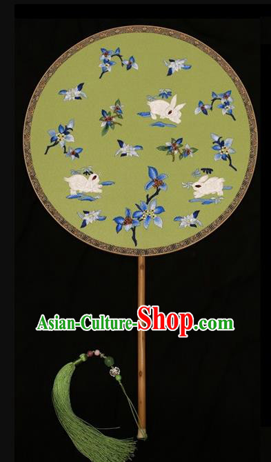 Chinese Dance Round Fan Traditional Silk Fan Double Sides Embroidered Fans Suzhou Embroidery Palace Fan