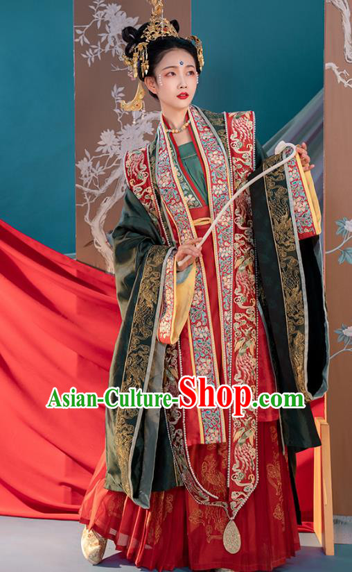 China Song Dynasty Traditional Wedding Embroidered Costumes Ancient Court Empress Cao Danshu Hanfu Clothing