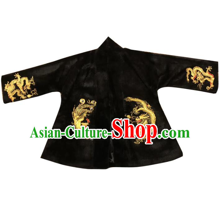 Chinese Winter Jacket Embroidered Tang Suit Outer Garment National Costume Apparels Black Coat