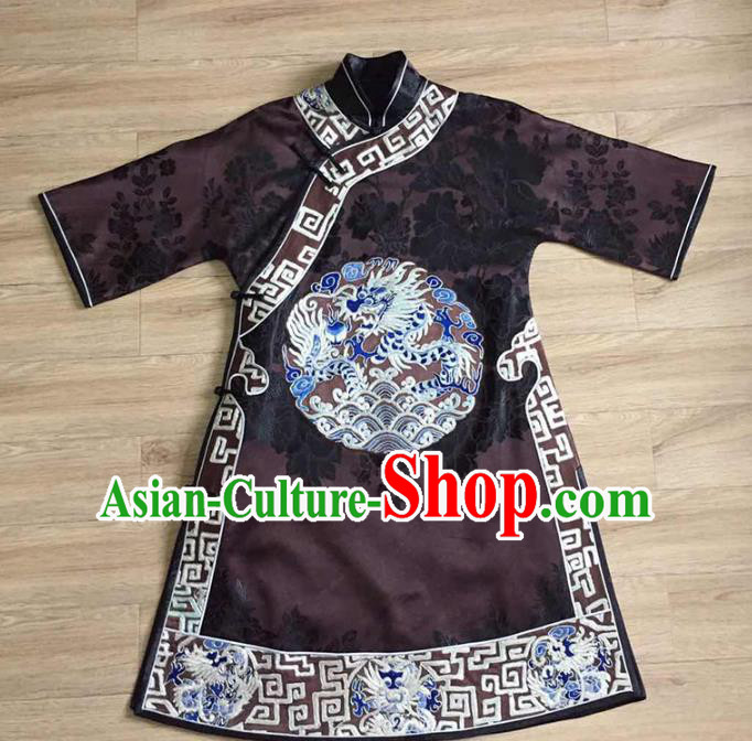 Chinese Embroidered Purple Silk Jacket Tang Suit Upper Outer Garment National Costume Coat Apparels