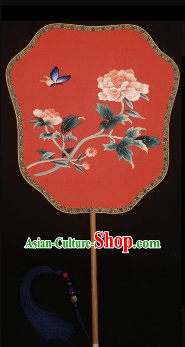 Top Grade Chinese Stage Show Embroidered Fans Suzhou Embroidery Palace Fan Double Sides Pattern Fan Traditional Silk Fan