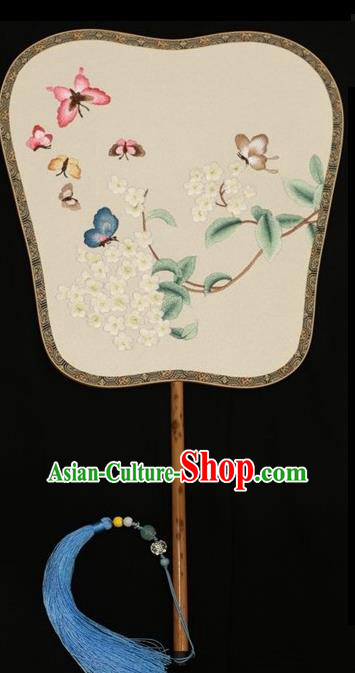 Handmade Chinese Suzhou Embroidery Palace Fan Double Sides Silk Fan Cheongsam Show Embroidered Fans