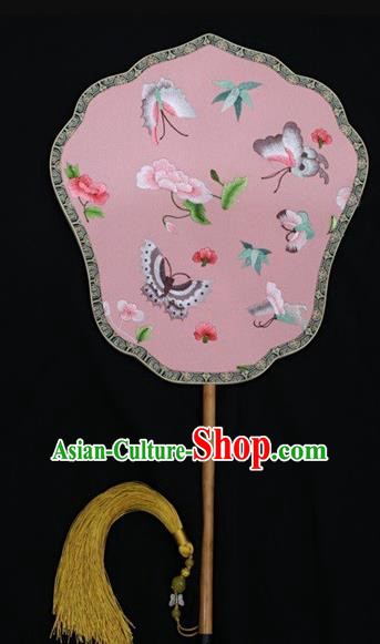 Chinese Suzhou Embroidery Fans Double Side Embroidered Silk Fan Traditional Butterfly Pattern Palace Fan