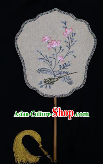 China Double Side Embroidered Fan Traditional Butterfly Flowers Pattern Silk Fans Suzhou Embroidery Palace Fan