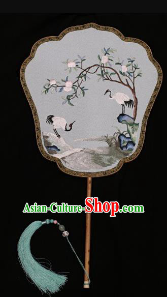 China Traditional Court Lady Fan Suzhou Embroidery Palace Fan Double Side Embroidered Fan Silk Fans