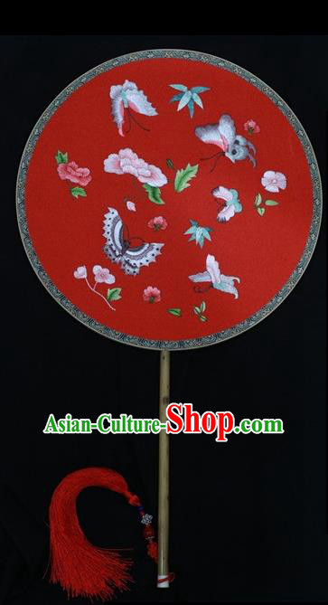 Chinese Stage Show Double Sides Fan Traditional Silk Fan Embroidered Round Fans Suzhou Embroidery Palace Fan