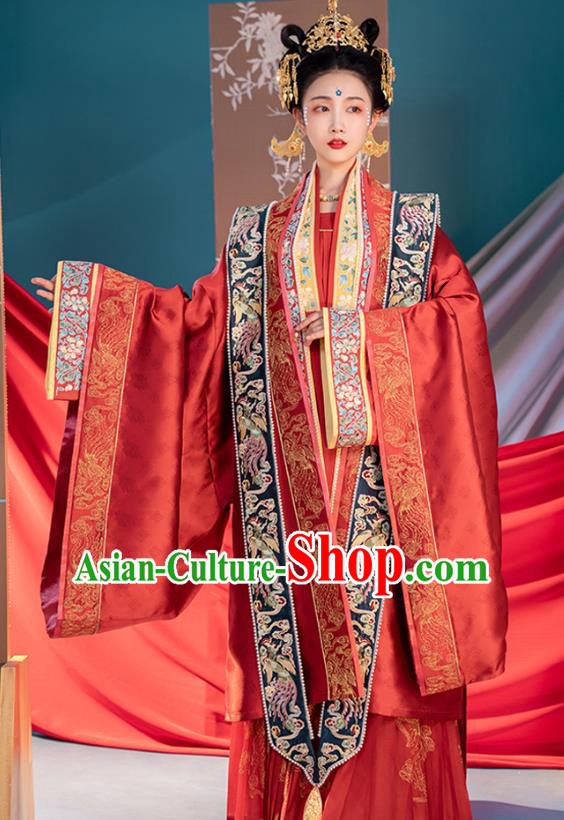 Ancient Song Dynasty Wedding Hanfu Clothing China Court Empress Embroidered Costumes Full Set