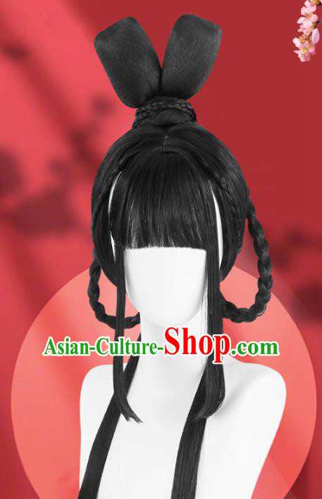 Chinese Song Dynasty Princess Bangs Wigs Quality Wigs China Best Chignon Wig Ancient Young Lady Wig Sheath