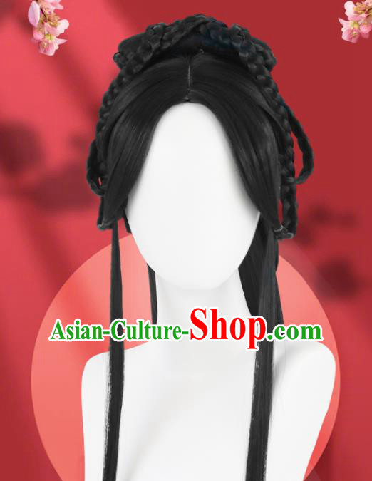 Chinese Jin Dynasty Court Women Wigs Quality Wigs China Best Chignon Wig Ancient Palace Princess Wig Sheath