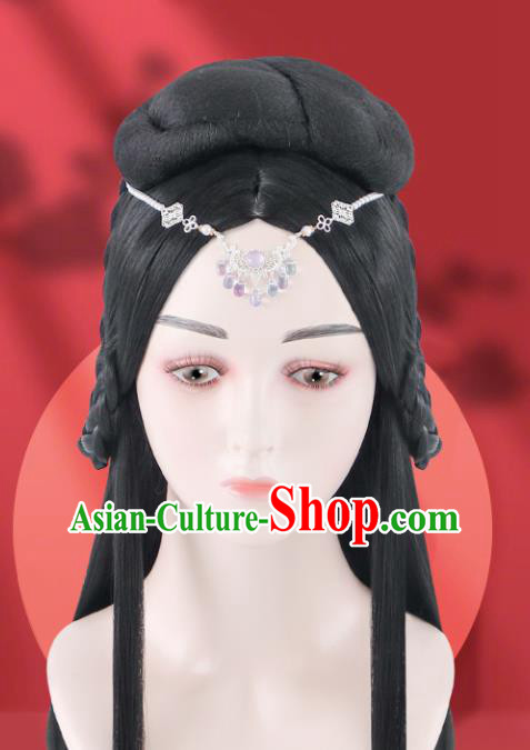 Chinese Jin Dynasty Imperial Consort Wigs Quality Wigs China Best Chignon Wig Ancient Goddess Wig Sheath