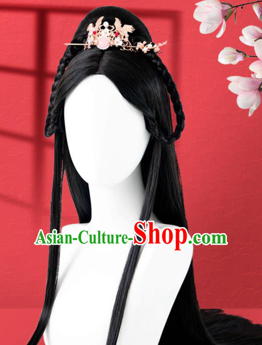 Chinese Jin Dynasty Princess Wigs Quality Wigs China Best Chignon Wig Ancient Goddess Wig Sheath and Hair Crown