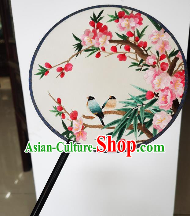 China Ancient Princess Palace Fan Suzhou Embroidery Begonia Silk Fan Handmade Round Fan Double Side Fans