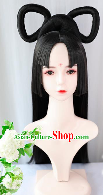 Chinese Jin Dynasty Royal Princess Bangs Wigs Best Quality Wigs China Cosplay Wig Chignon Ancient Goddess Wig Sheath