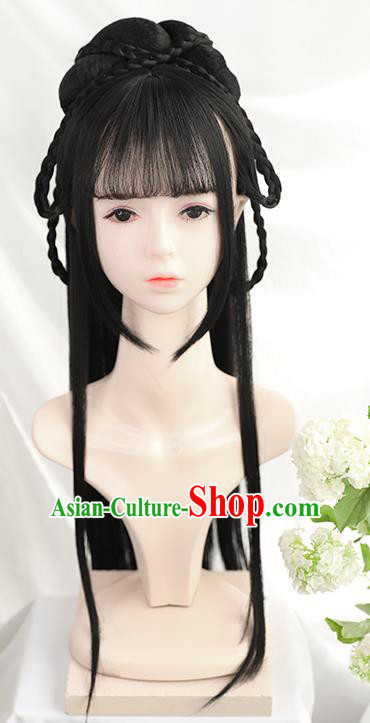 Chinese Cosplay Princess Bangs Wigs Best Quality Wigs China Wig Chignon Ancient Ming Dynasty Noble Lady Wig Sheath