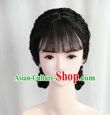 Chinese Cosplay Young Lady Bangs Wigs Best Quality Wigs China Wig Chignon Ancient Ming Dynasty Female Wig Sheath