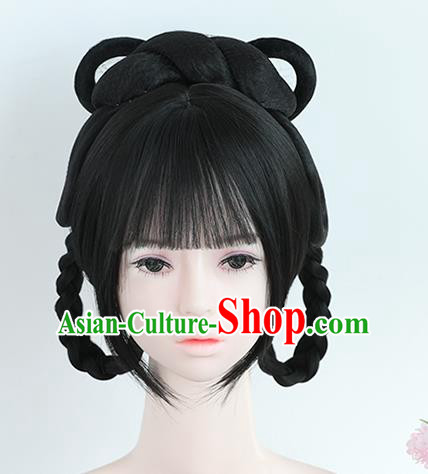 Chinese Song Dynasty Princess Bangs Wigs Best Quality Wigs China Cosplay Wig Chignon Ancient Young Female Wig Sheath