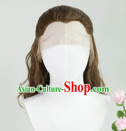 Best Chinese Cosplay Scholar Wig Sheath China Quality Lace Wigs Ancient Swordsman Tang Bohu Brown Wig