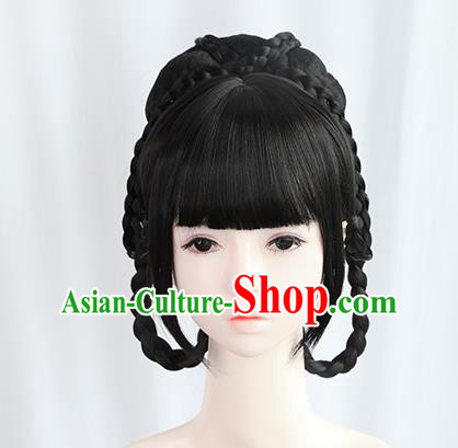 Chinese Tang Dynasty Princess Bangs Wigs Best Quality Wigs China Cosplay Wig Chignon Ancient Palace Lady Wig Sheath