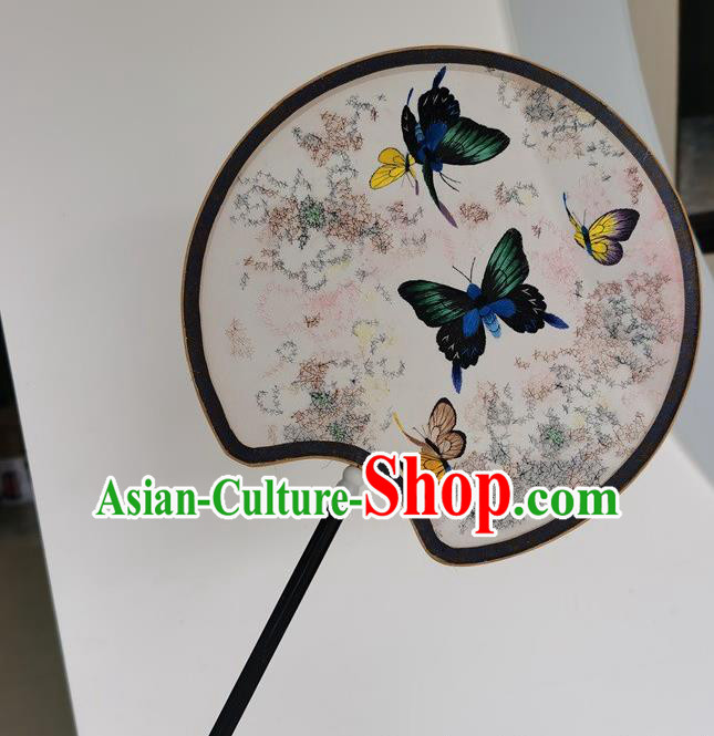 China Ancient Court Lady Fans Double Side Fan Embroidery Butterfly Silk Fan Handmade Palace Fan