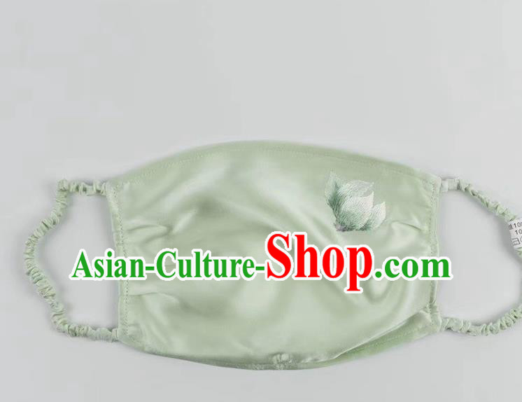 Light Green Silk Mask Handmade Embroidered Face Mask Chinese Style Protective Mask Accessories