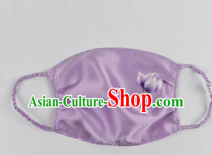 Handmade Silk Mask Chinese Style Protective Mask Accessories Embroidered Violet Face Mask