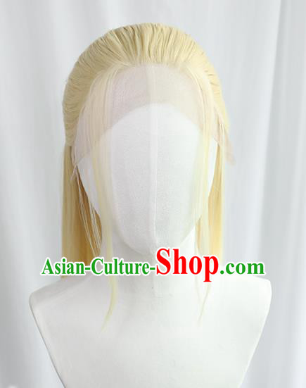 Best Chinese Drama Cosplay Swordsman Golden Wig Sheath China Quality Front Lace Wigs Ancient Noble Prince Wig