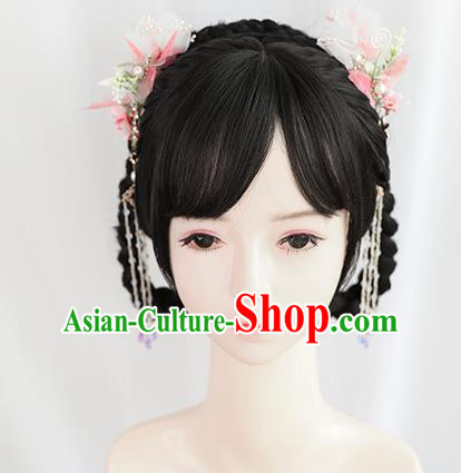 Chinese Song Dynasty Young Lady Bangs Wigs Best Quality Wigs China Cosplay Wig Chignon Ancient Female Wig Sheath