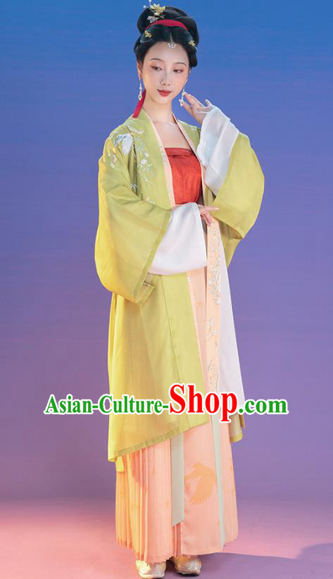 China Ancient Palace Lady Embroidered BeiZi Blouse Top and Skirt Song Dynasty Imperial Concubine Hanfu Clothing Full Set