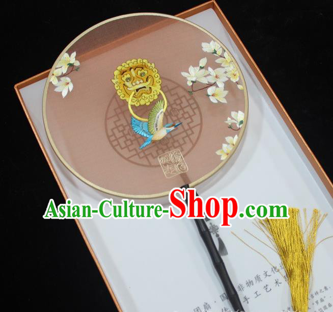 China Handmade Suzhou Embroidery Fan Embroidered Palace Fan Traditional Hanfu Silk Fan