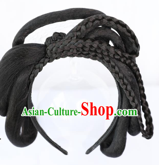 Chinese Ming Dynasty Princess Wig Hairpiece Quality Wig Sheath China Ancient Cosplay Court Lady Wigs Chignon Hair Clasp